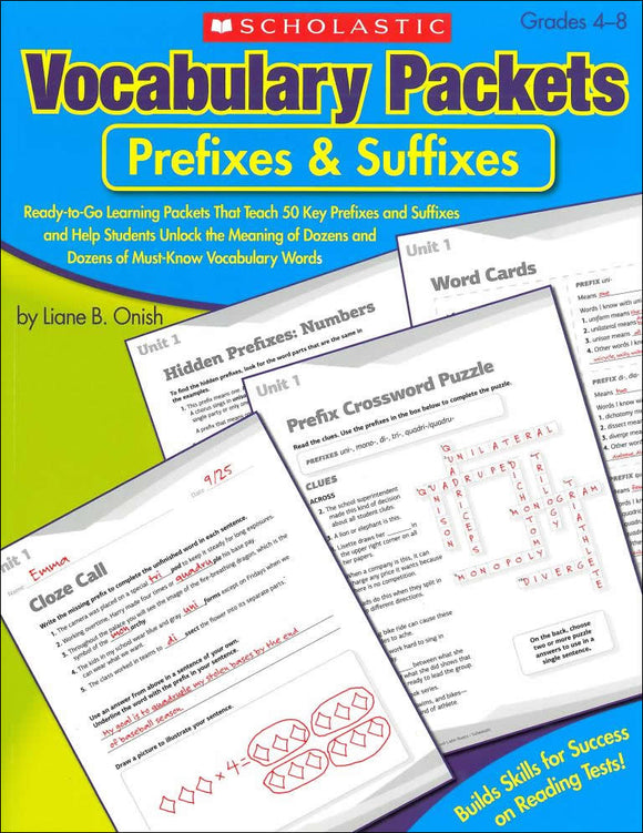 Vocabulary Packets: Prefixes & Suffixes </br> Item: 198646