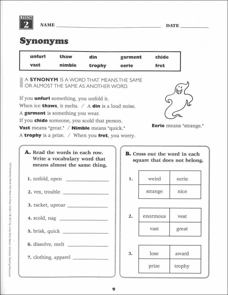 240 Vocabulary Words Kids Need to Know – The Literacy Store